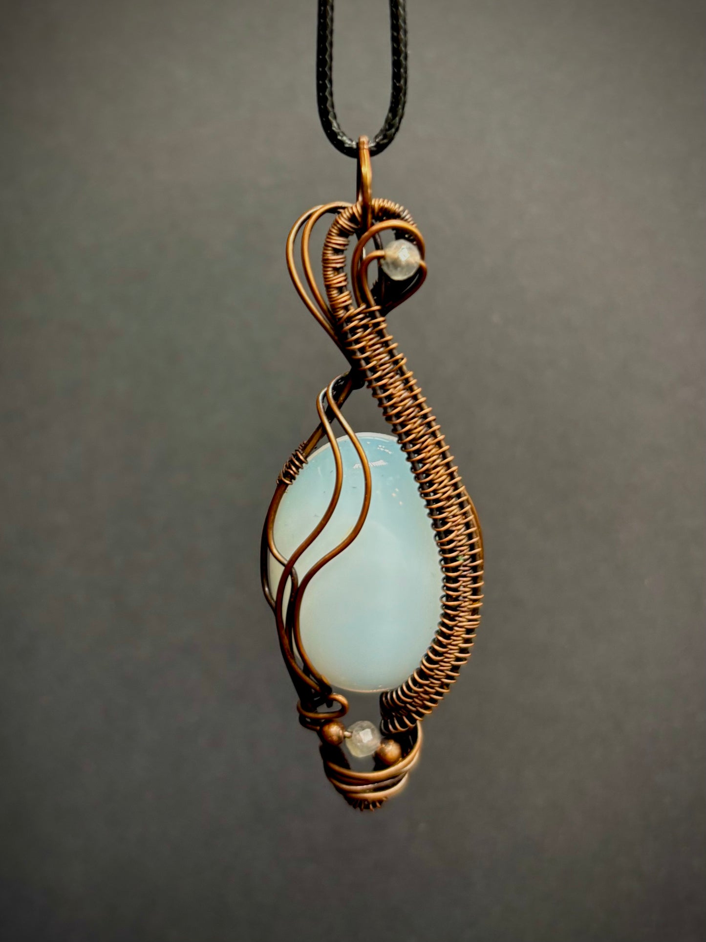 Sea Glass Opal and Copper Pendant