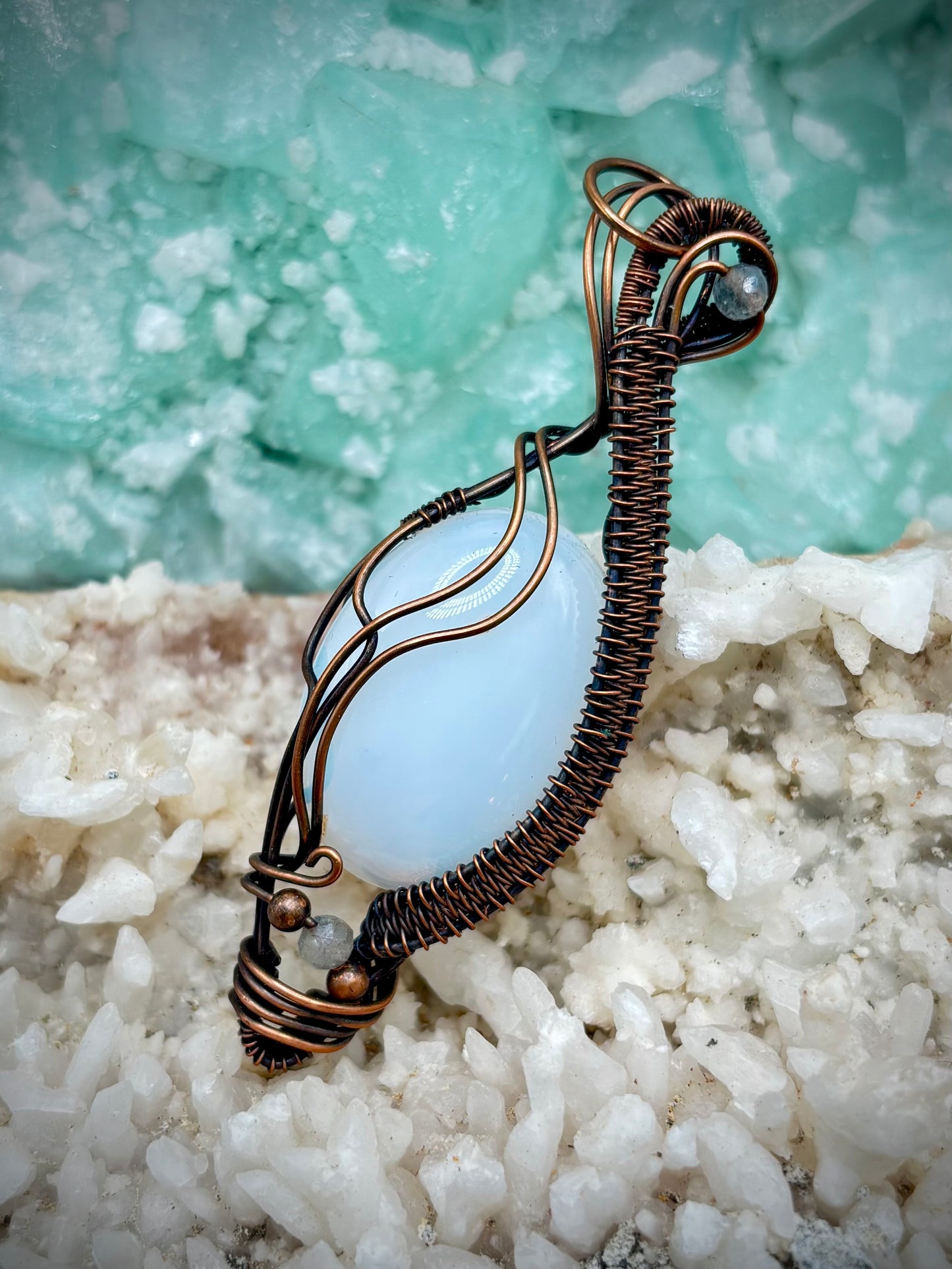 Sea Glass Opal and Copper Pendant