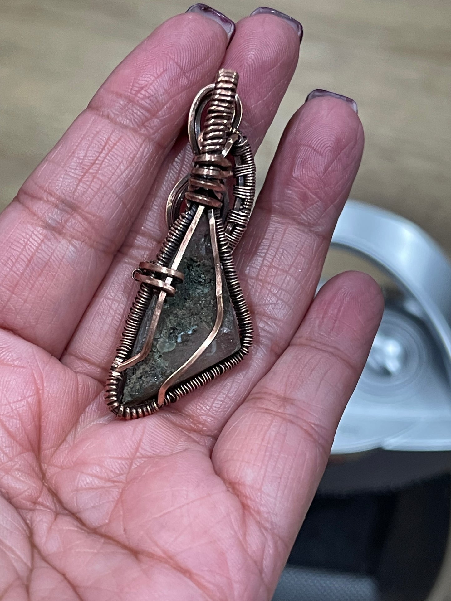 Copper wrapped Garden Rutile Quartz Pendant