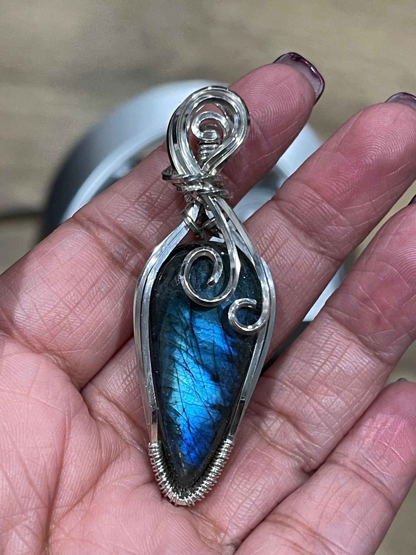 Flashy Blue Labradorite Pendant