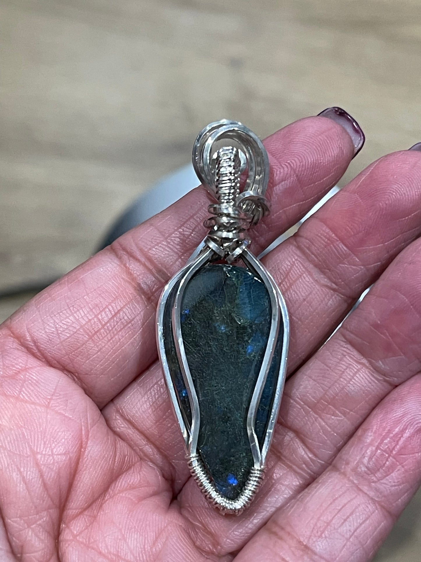 Flashy Blue Labradorite Pendant