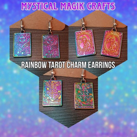 Rainbow Tarot Charm Earrings