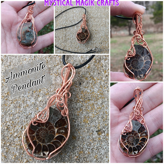 Ammonite and Copper Pendant