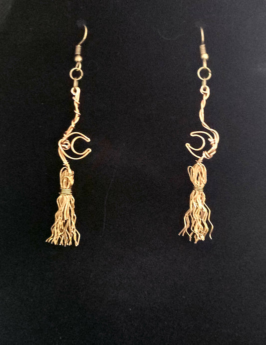 Wire Wrapped Broom Earings