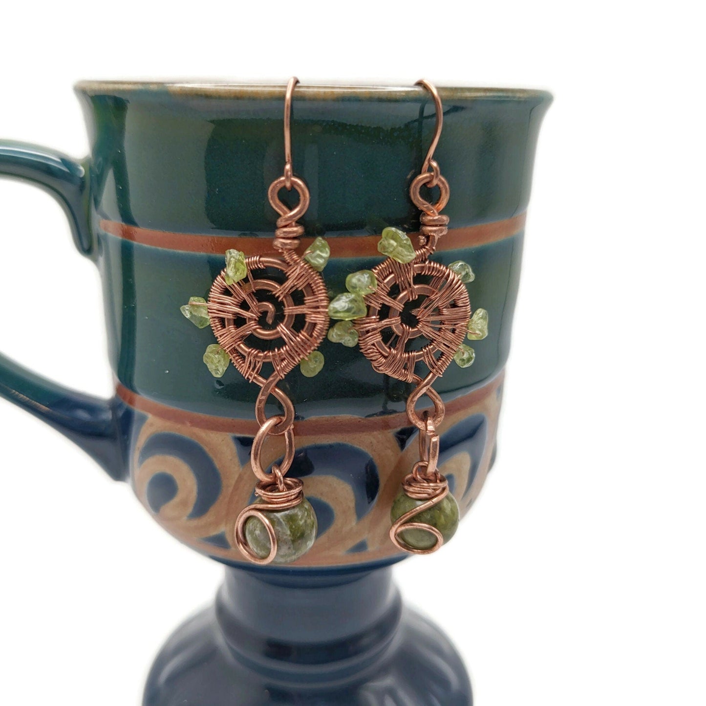 Woven Copper Spiral Earrings