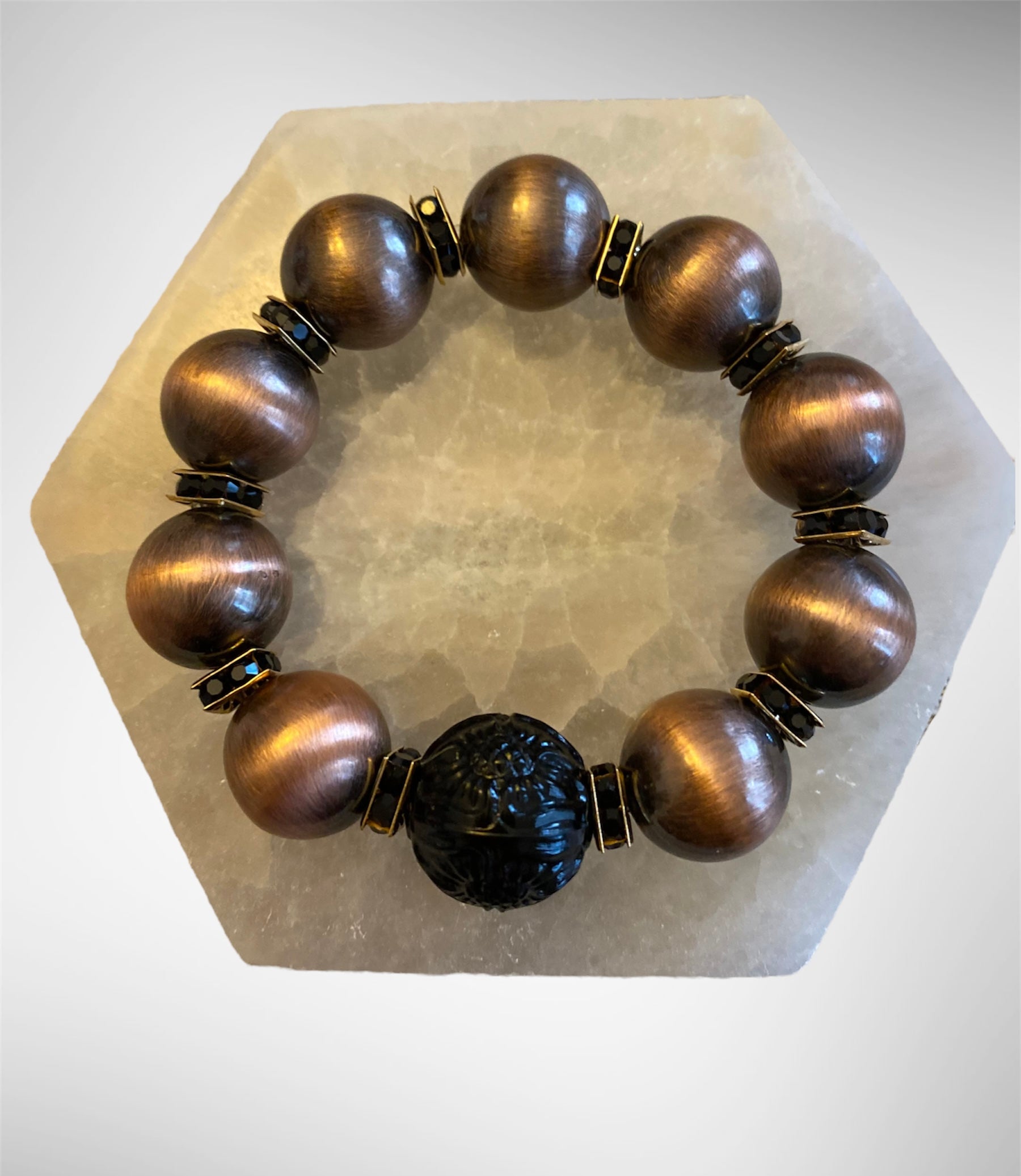 Beaded Copper & Crystal Bracelet