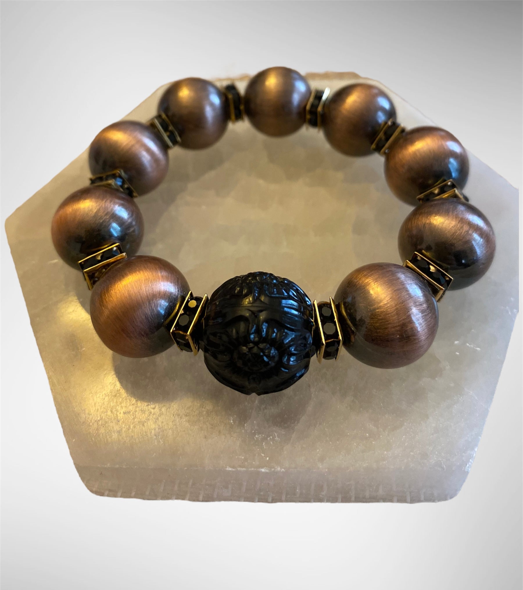 Beaded Copper & Crystal Bracelet