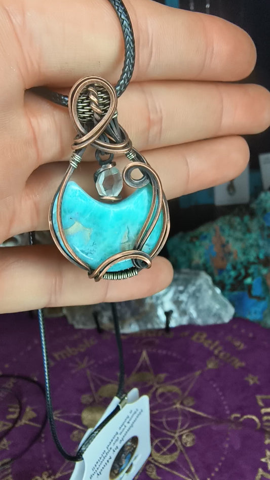 Herkimer Diamond & Larimar Pendant