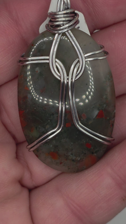 Bloodstone Oval Pendant