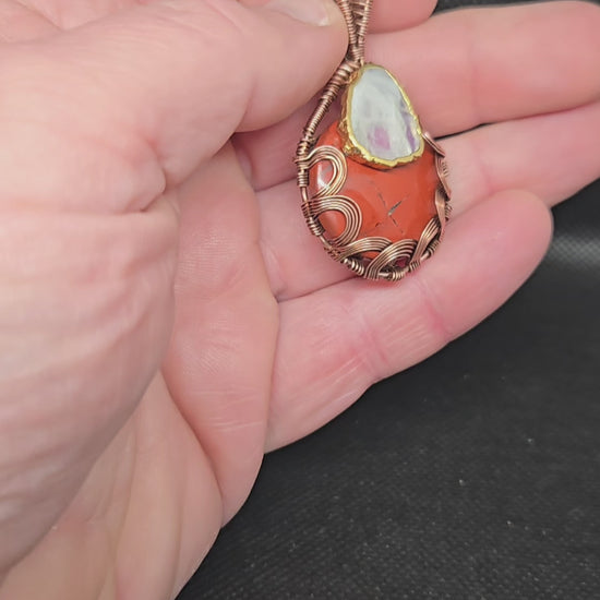 Red jasper with moonstone accent