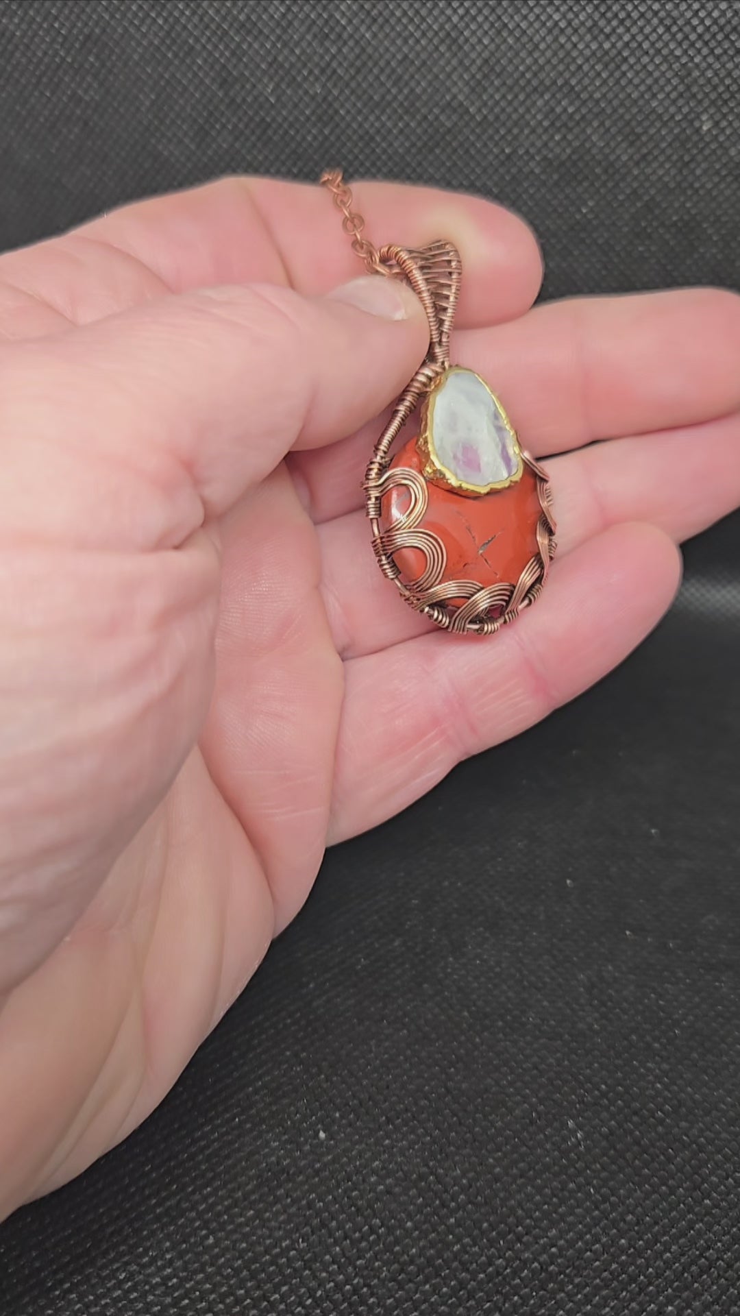 Red jasper with moonstone accent