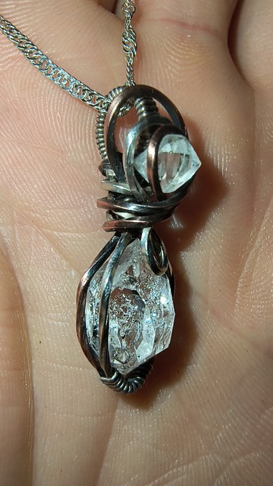 Double Herkimer Diamond Pendant