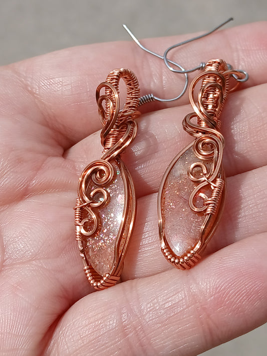 Sunstone and Copper Earrings
