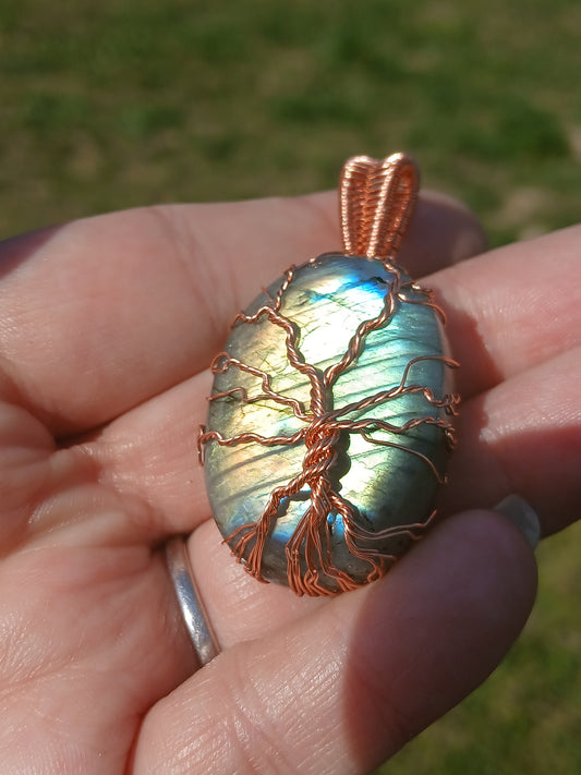 Labradorite Copper Tree Of Life Pendant