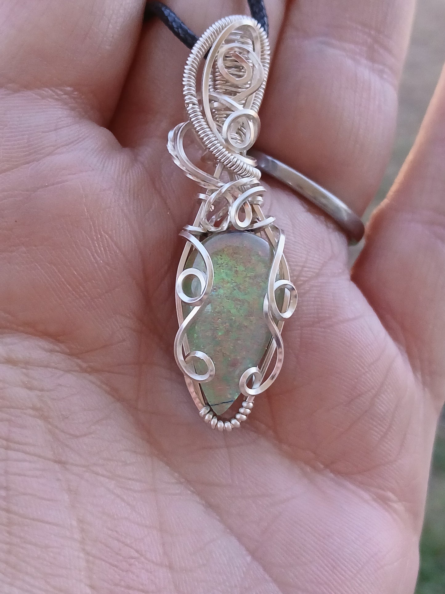 Ethereal Monarch Opal Silver Pendant