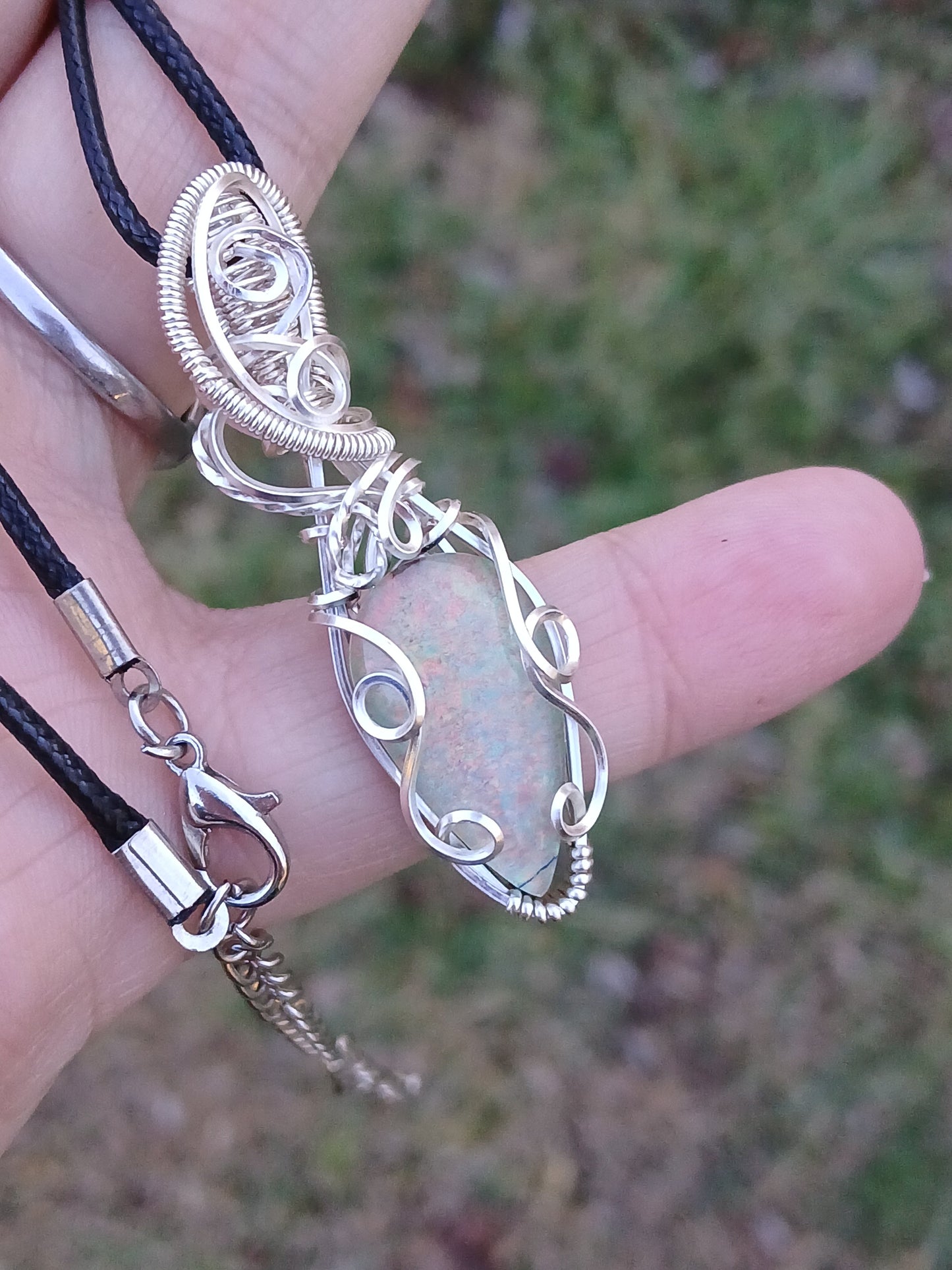 Ethereal Monarch Opal Silver Pendant