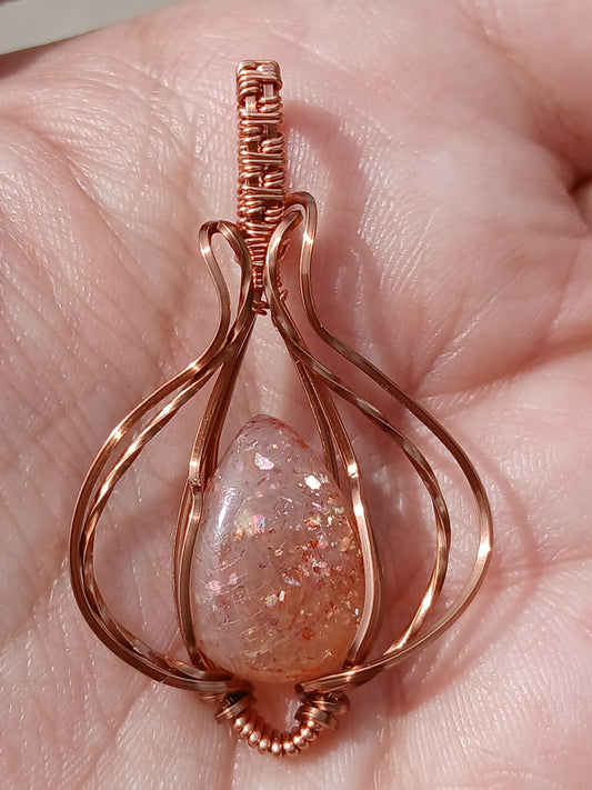 Ginger Freckles 2, Sunstone Copper Pendant