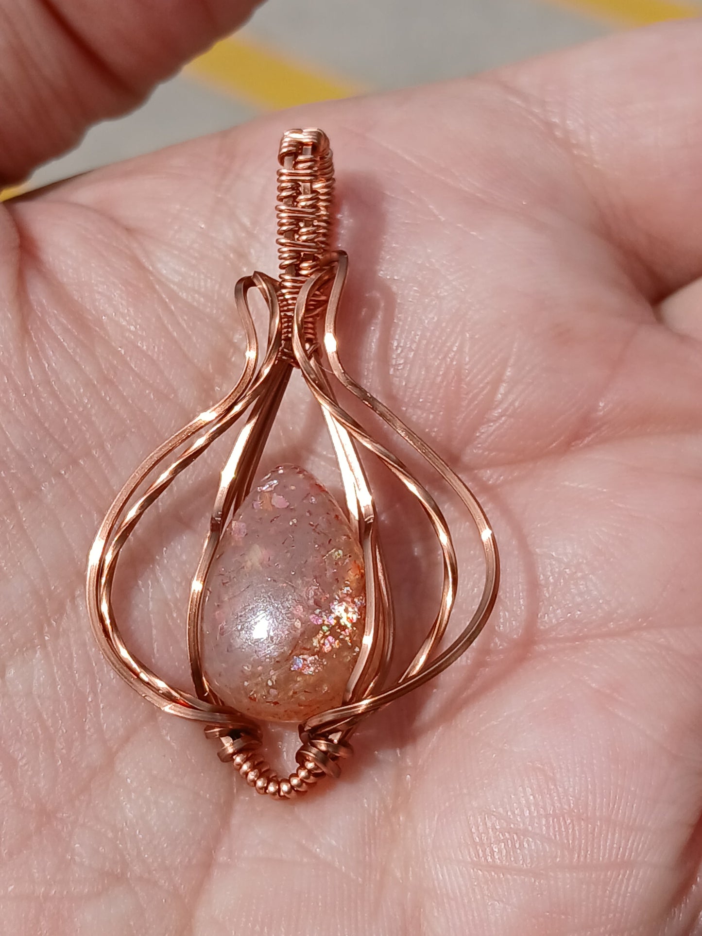 Ginger Freckles 2, Sunstone Copper Pendant