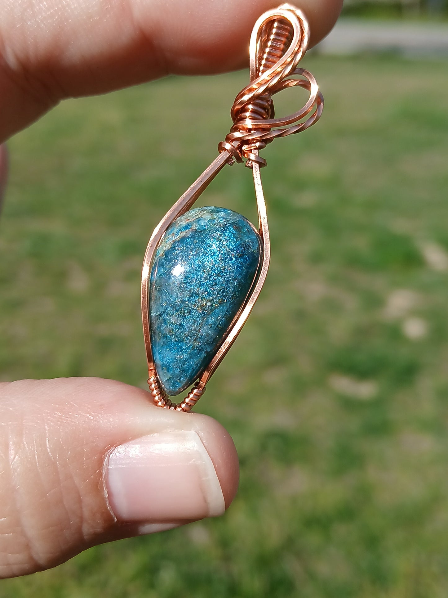Apatite Copper Wire Pendant