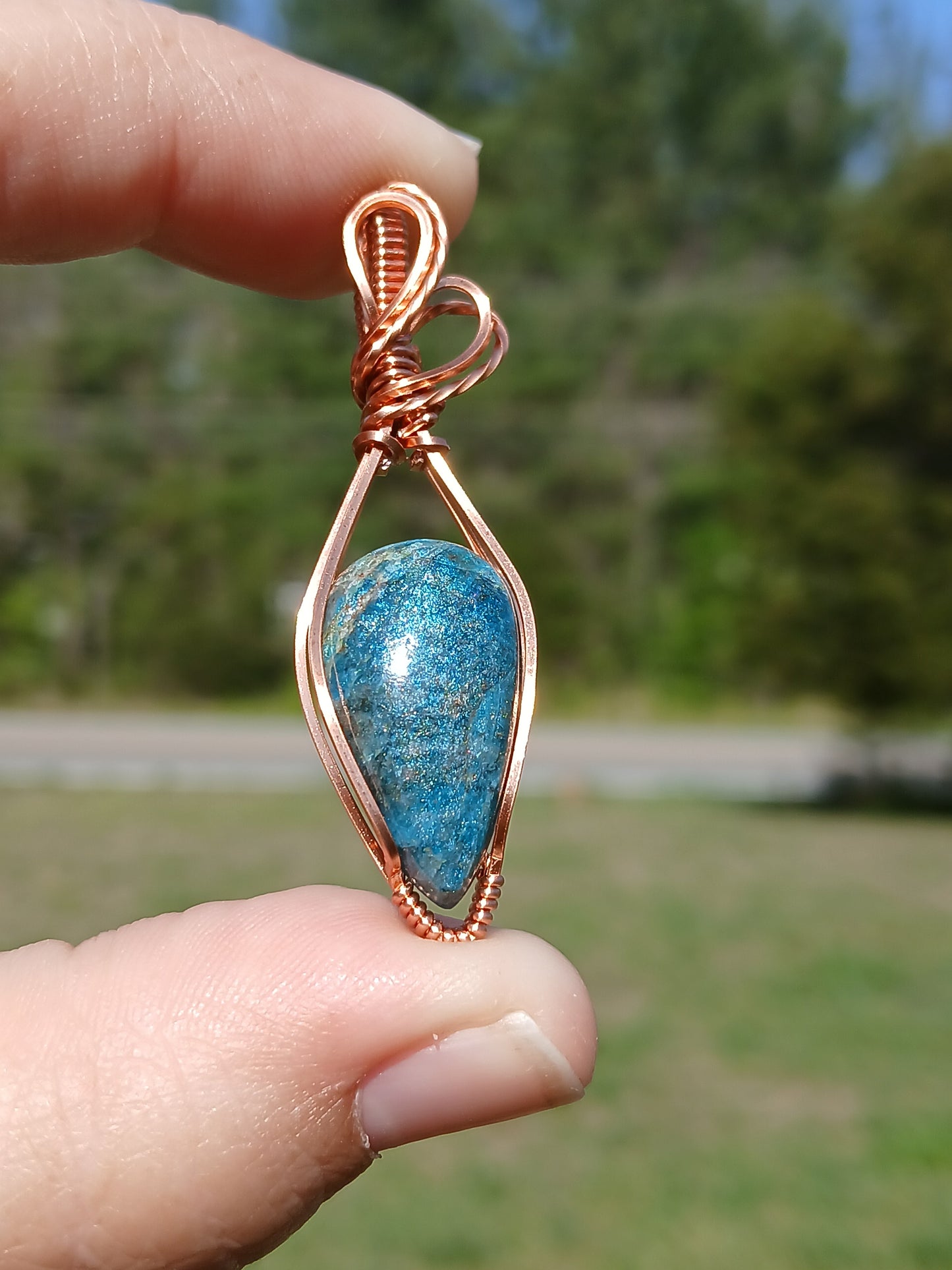 Apatite Copper Wire Pendant